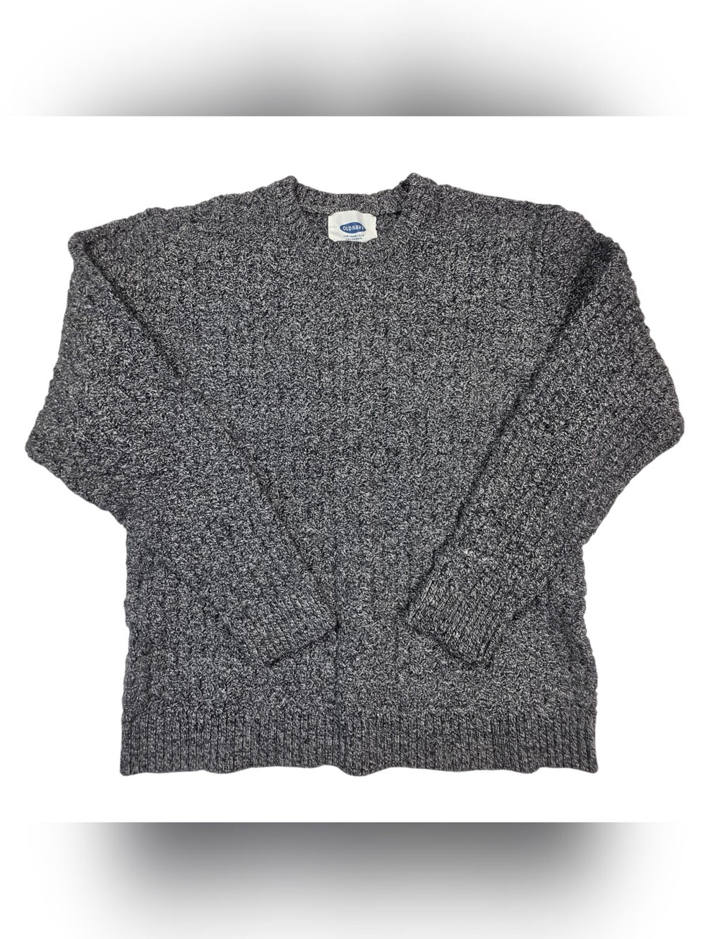 Old Navy Wool Blend Knit Pullover Sweater Womens Large Black Heather Long Sleeve